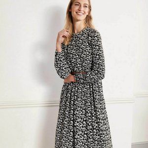 Boden Women's Trim Detail Maxi Dress in Black Flora Bloom Size US 8R NWT $140